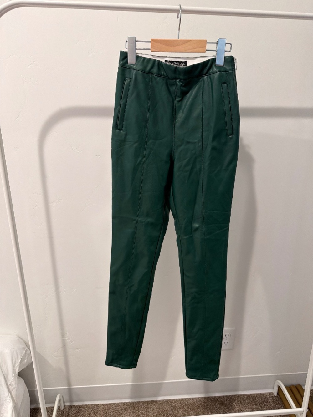 Emerald green faux leather pants